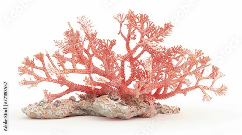 rendering of a coral, a marine invertebrate isolated on white background