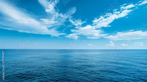 Calm Sea Ocean And Blue Sky Background