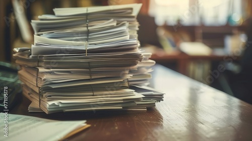 pile of document on desk © chanidapa