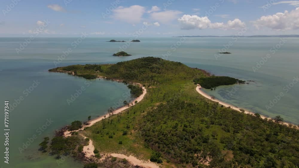 Overhead moving aerial clip of uninhabited island in remote Australia. Overhead moving aerial clip of uninhabited island in remote Australia.