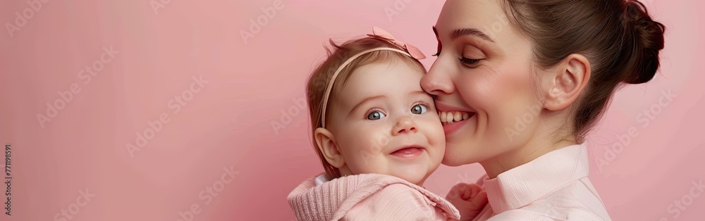 woman in light clothes have fun with cute child baby girl mother little kid daughter isolated on pastel pink wall background studio portrait mother s day love family parenthood childhood concept woman in light clothes have fun with cute child baby girl mother little kid daughter isolated on pastel pink wall background studio portrait mother s day love family parenthood childhood concept