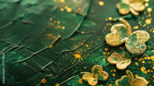 Festive St. Patrick's Day card with gold accents and clover designs