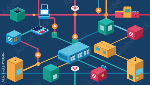An overhead shot of a warehouse floor reveals the intricate web of wires connecting IIoT sensors to machinery and equipment providing a