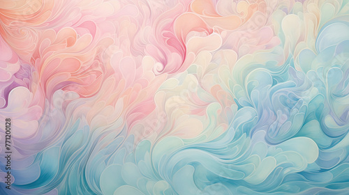 A background of pastel swirls intertwining with wavy patterns, reminiscent of watercolors blending on a canvas Ai Generative