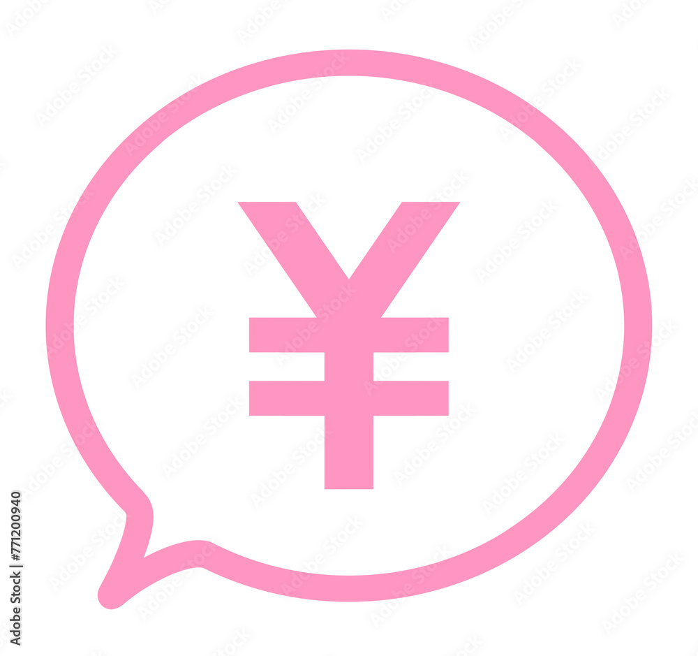 Obraz premium シンプルなピンク色の円マークと吹き出し