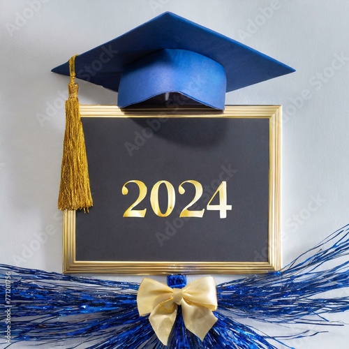 White background with a blank graduation invitation with the year 2024 along the top