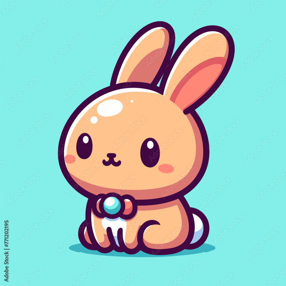 Endearing Rabbit Character, Bold Outline Illustration Endearing Rabbit Character, Bold Outline Illustration