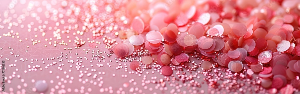 Shimmering Pink Festive Background with Sequins: Ideal for Christmas, Weddings, Birthdays, Women's Day, Mother's Day, Valentine's Day. Flat Lay with Copy Space. Shimmering Pink Festive Background with Sequins: Ideal for Christmas, Weddings, Birthdays, Women's Day, Mother's Day, Valentine's Day. Flat Lay with Copy Space.