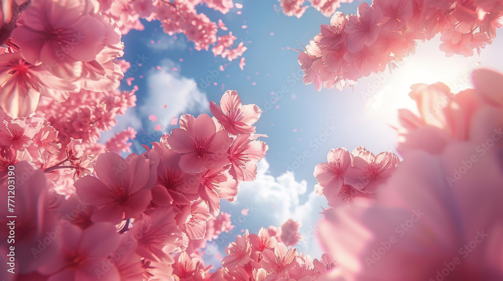 Cherry blossom overhead, super realistic detail of pink petals, Cherry blossom overhead, super realistic detail of pink petals,