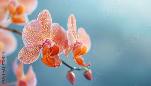 Close-up of a vibrant  blooming orchid  detailed petals 