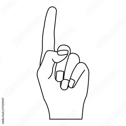 Number 1 (one) fan hand glove with finger raised flat vector icon