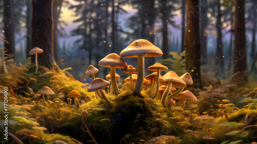 Close-up of wild mushrooms