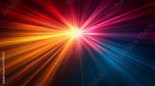 abstract dark background of light with stripes of colourful rays moving from the center.