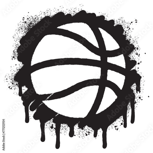 Spray Painted Graffiti Basketball icon Sprayed isolated with a white background.