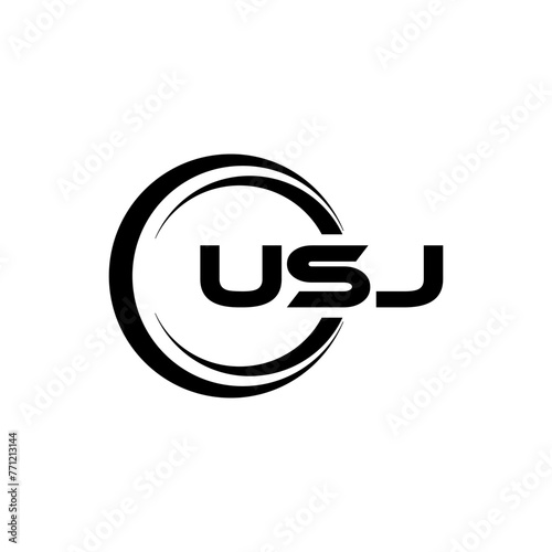 USJ letter logo design with white background in illustrator, cube logo, vector logo, modern alphabet font overlap style. calligraphy designs for logo, Poster, Invitation, etc.