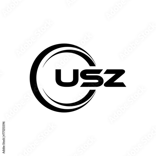 USZ letter logo design with white background in illustrator, cube logo, vector logo, modern alphabet font overlap style. calligraphy designs for logo, Poster, Invitation, etc. photo