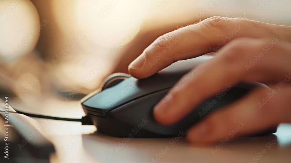 A detailed perspective showcasing the dexterity of a hand manipulating a cutting-edge computer mouse, epitomizing the seamless fusion of human touch with modern technology. A detailed perspective showcasing the dexterity of a hand manipulating a cutting-edge computer mouse, epitomizing the seamless fusion of human touch with modern technology.