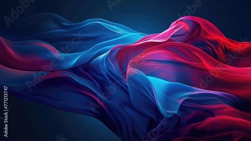 The abstract picture of the two colours of blue and red colours that has been created in form of the waving shiny smooth satin fabric that curved and bend around this beauty abstract picture. AIGX01.