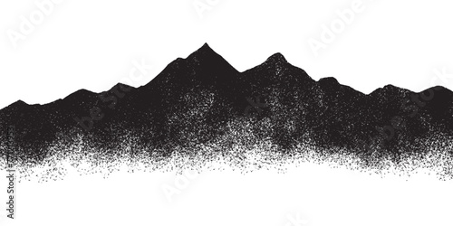 Spray Painted Graffiti mountain icon Sprayed isolated with a white background. graffiti volcano with over spray in black over white.
