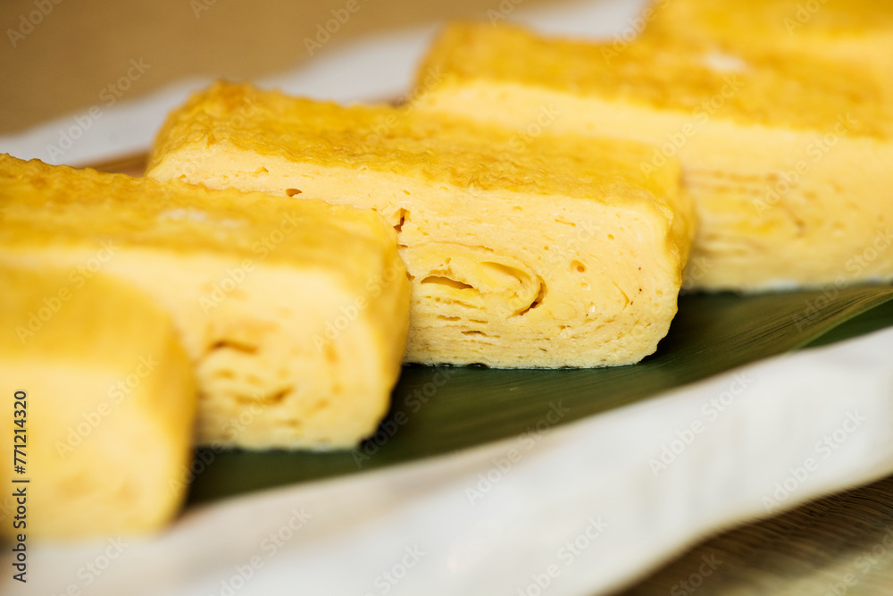 Closeup of tamago japanese food healthy