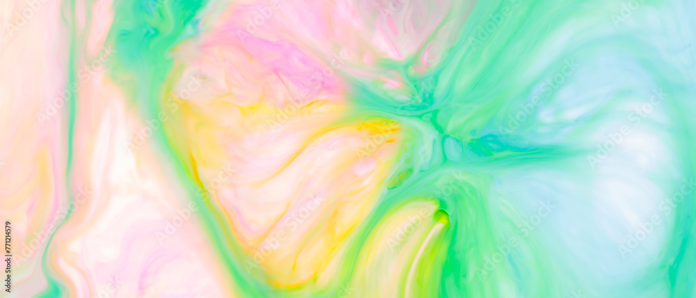 Vibrant Fluid Art Abstract Background with Swirling Multicolored Paints