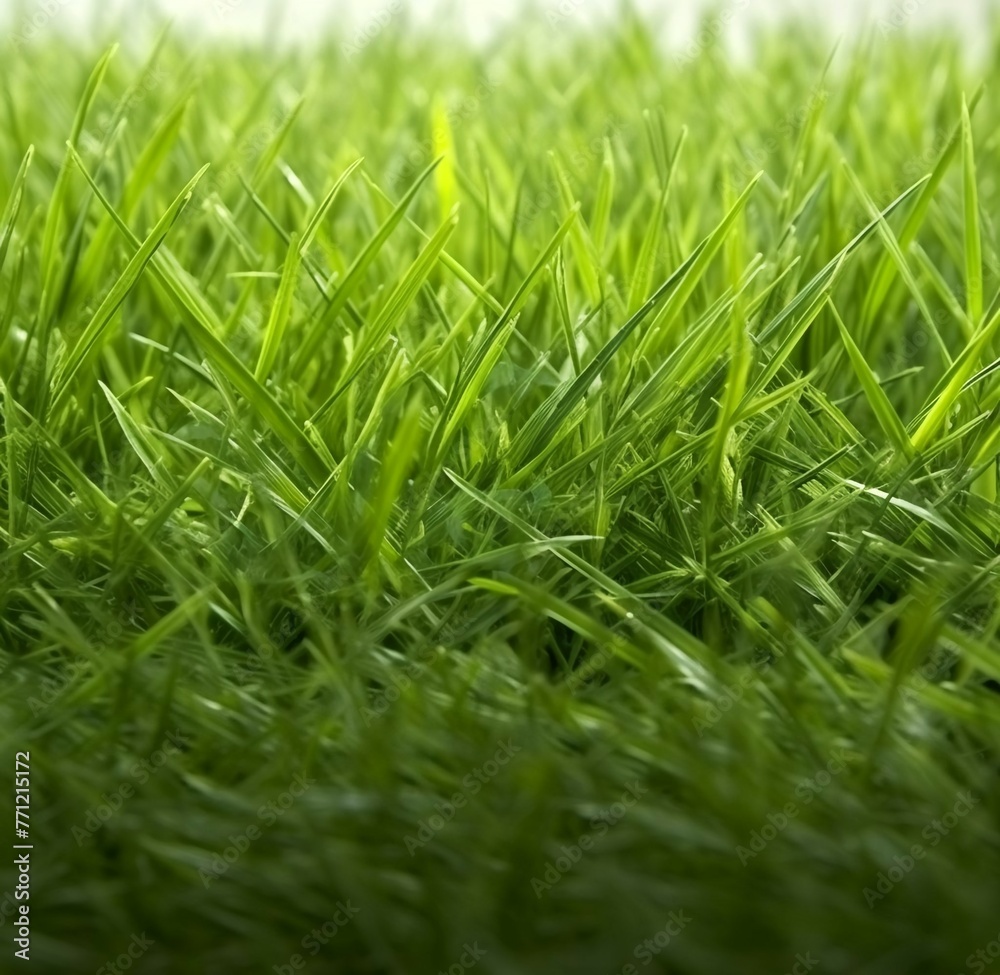 Obraz premium Green grass meadow field from outdoor park. Outdoor countryside meadow nature. Landscape of grass field in public park use as natural background.Stock Photo. AI Generation