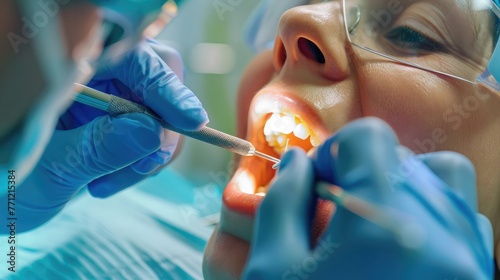 A dentist performing a root canal procedure, highlighting specialized dental treatments.