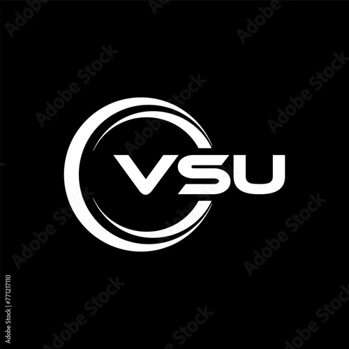 VSU letter logo design with black background in illustrator, cube logo, vector logo, modern alphabet font overlap style. calligraphy designs for logo, Poster, Invitation, etc. photo