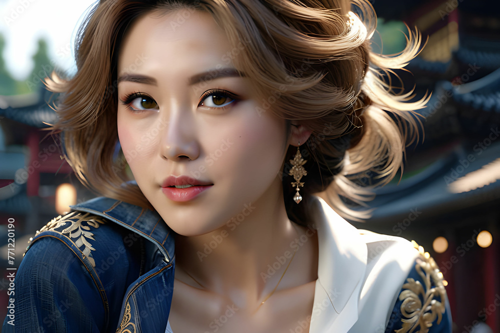 Fototapeta premium portrait of a 20 years old beautiful asian idol girl