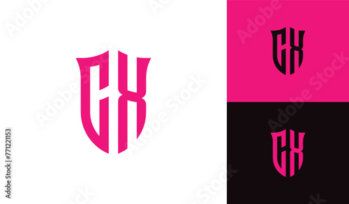 Emblem letter CX initial shield soccer football esport logo design
