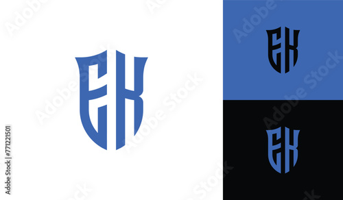 Emblem letter EK initial shield soccer football esport logo design