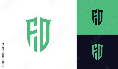 Emblem letter FD initial shield soccer football esport logo design