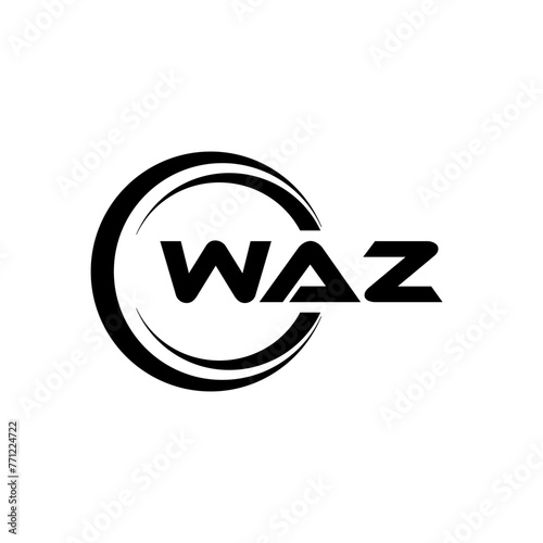 WAZ letter logo design with white background in illustrator, cube logo, vector logo, modern alphabet font overlap style. calligraphy designs for logo, Poster, Invitation, etc. photo