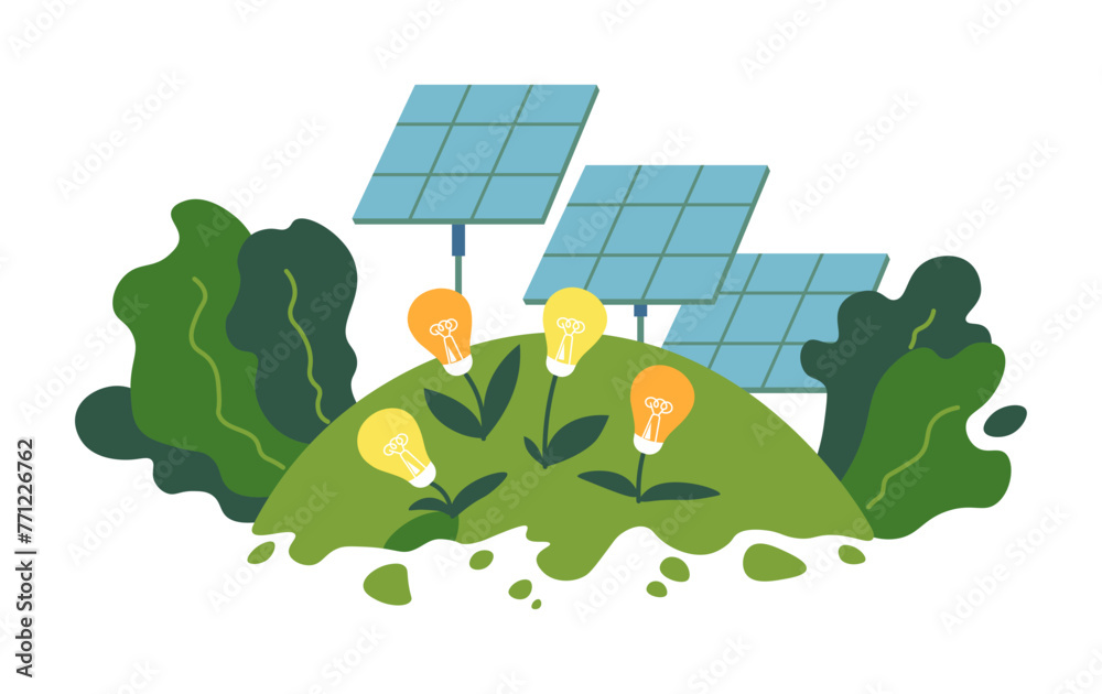 Renewable and sustainable energy production vector - obrazy, fototapety, plakaty 