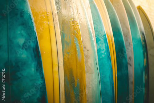 surfboards that are lined together in the style of ha da9d54d3-49cd-49ac-8777-9e9e85f12c70 2 photo