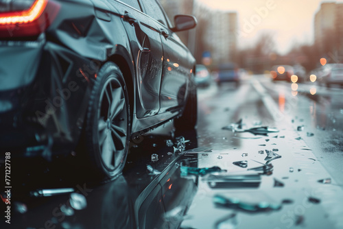 car accident impact, car window glass broken, insurance, car crash