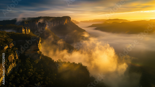 Sunrise Over Misty Mountain Valleys - peaceful nature - The sun rises over the montain