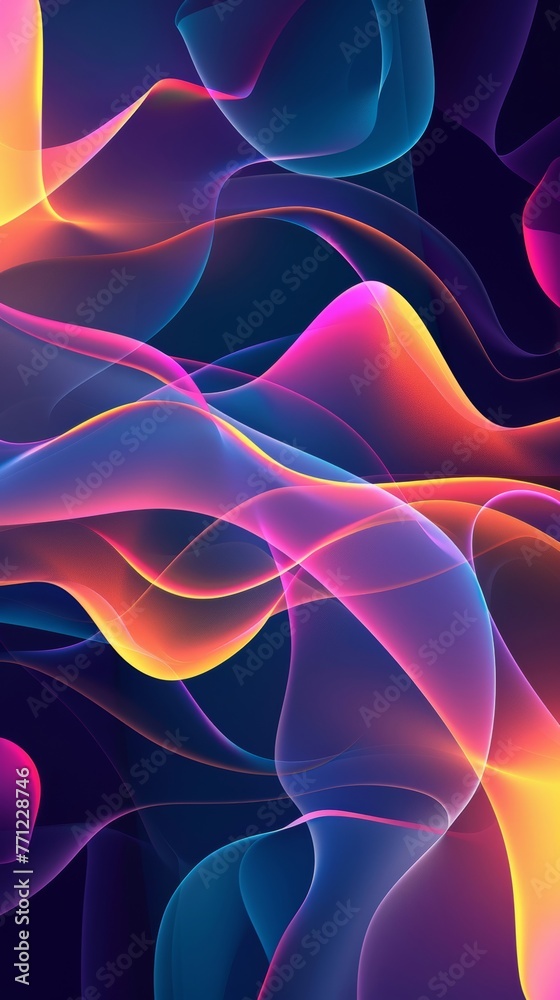 Fototapeta premium Abstract background neon colors. Minimal gradient in curved layers.