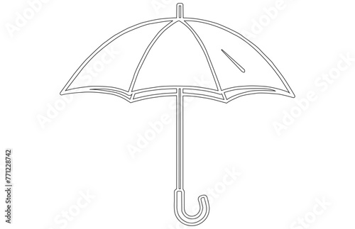Umbrella Outline Vector on White Background, Umbrella accessory water protection thin line vector illustration.