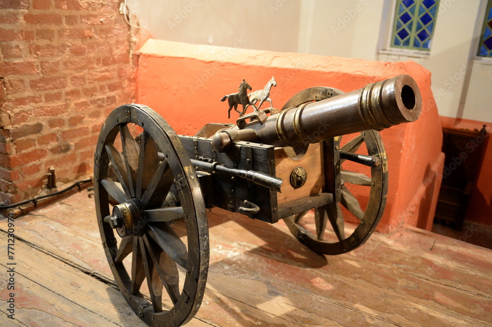 Cannon in the ancient Waldau castle in the Kaliningrad region