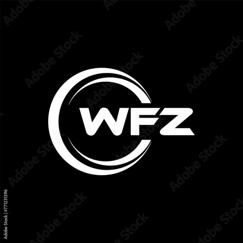 WFZ letter logo design with black background in illustrator, cube logo, vector logo, modern alphabet font overlap style. calligraphy designs for logo, Poster, Invitation, etc.