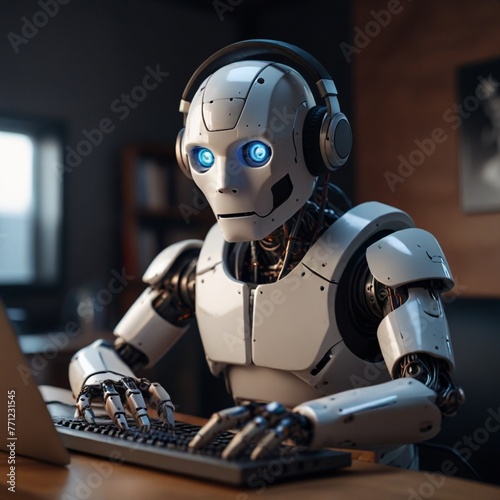 robot uses computer © gkhan