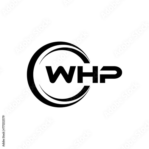 WHP letter logo design with white background in illustrator, cube logo, vector logo, modern alphabet font overlap style. calligraphy designs for logo, Poster, Invitation, etc. photo