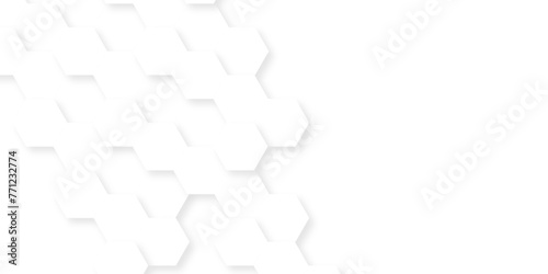 Hexagon concept Vector banner design abstract technology background. Hexagon design with geometric white background. Futuristic abstract honeycomb technology white background. Luxury white hexagon. 