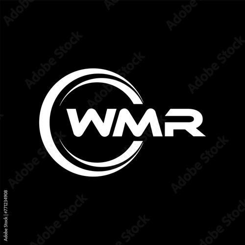 WMR letter logo design with black background in illustrator, cube logo, vector logo, modern alphabet font overlap style. calligraphy designs for logo, Poster, Invitation, etc. photo