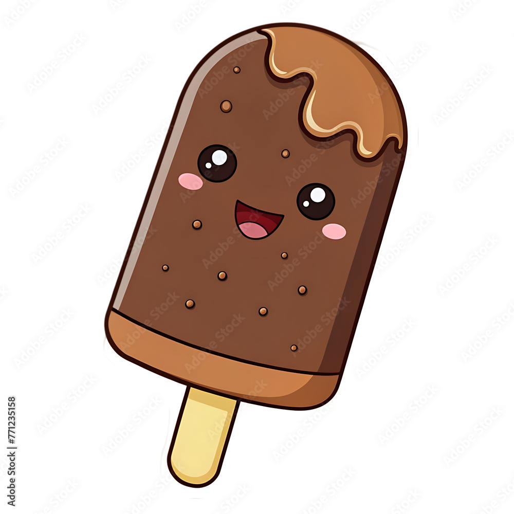 Obraz premium cute ice cream cone cartoon vector icon illustration. food beverage