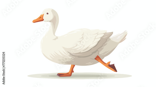 Cartoon cute goose on white background Flat vector isolated