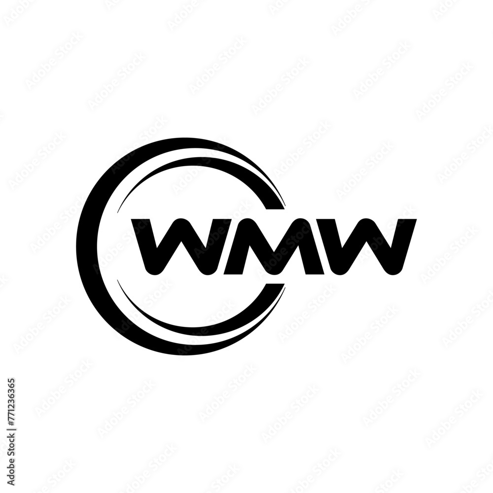 WMW letter logo design with white background in illustrator, cube logo, vector logo, modern alphabet font overlap style. calligraphy designs for logo, Poster, Invitation, etc.