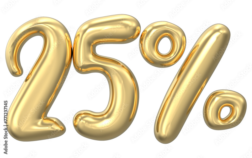 Number 25 Percent Gold 3D Render Number 25 Percent Gold 3D Render