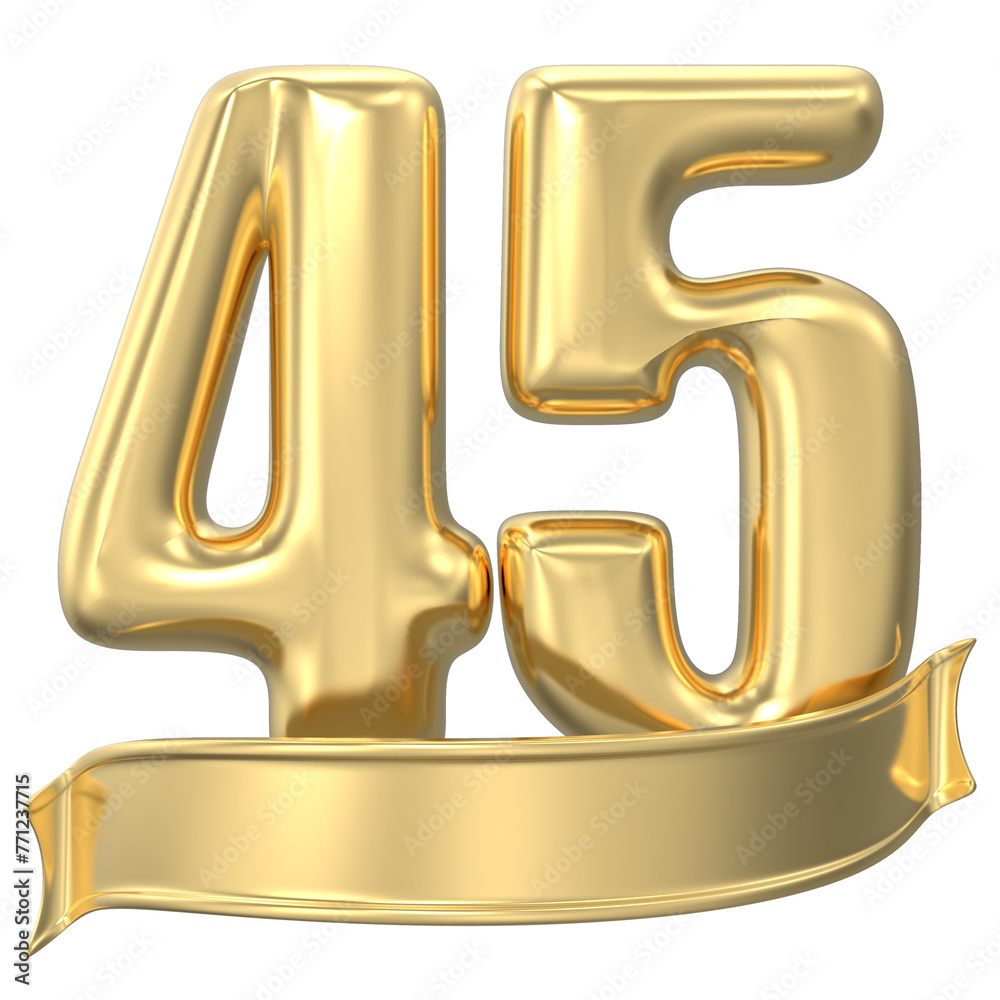Anniversary 45 gold 3d numbers